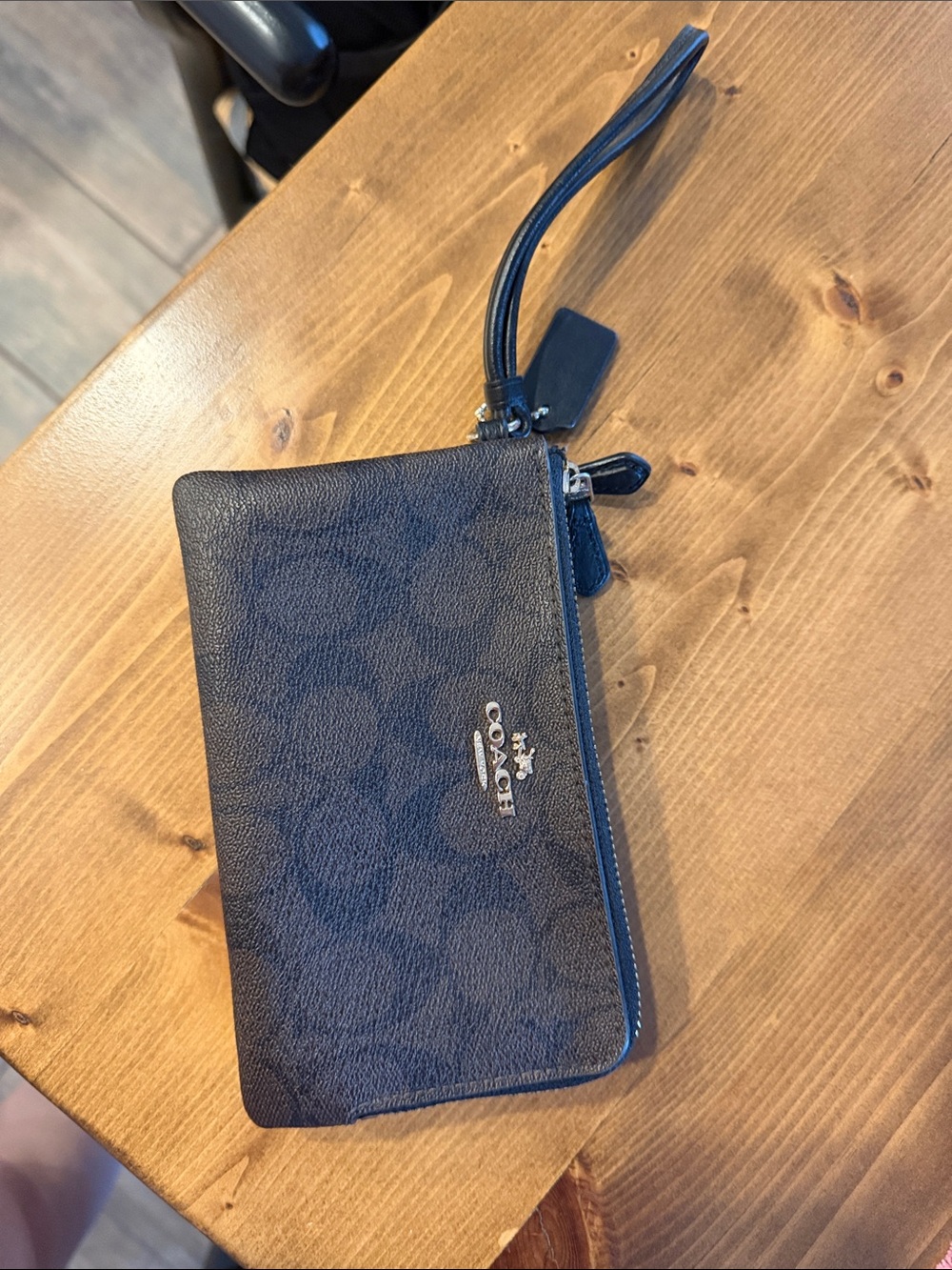 COACH Brown Signature Wristlet Wallet